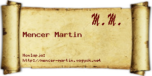 Mencer Martin névjegykártya